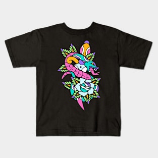 Snake dagger and rose Kids T-Shirt